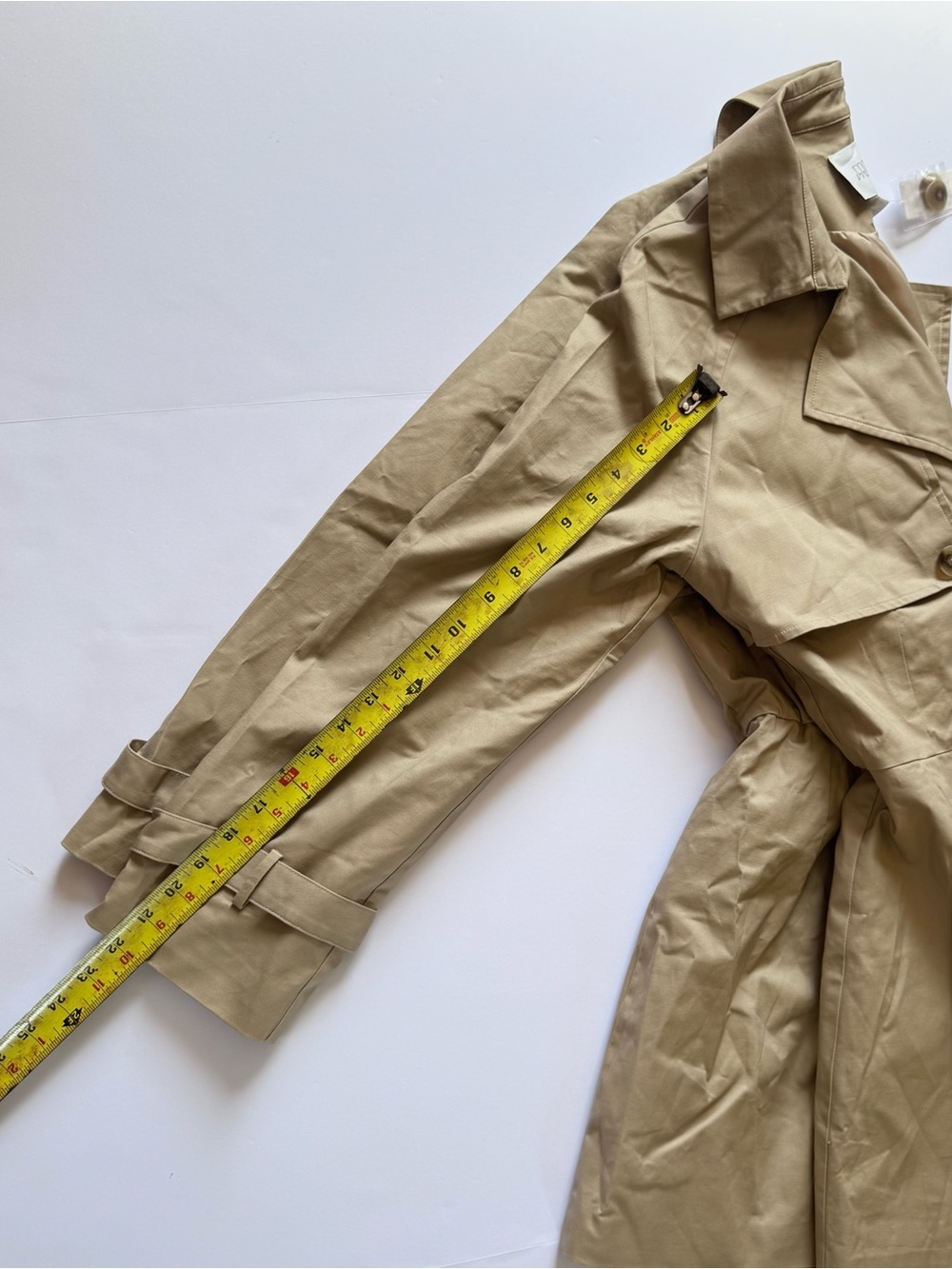 Anthropologie Women's Beige Double-Breasted Trench Coat Dress,Size Small - Picture 8 of 9